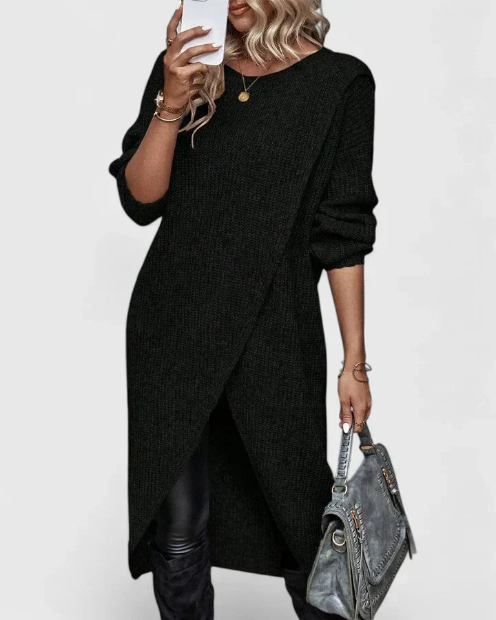 Fenella | Women's Knit Sweater Dress with Wrap Hem