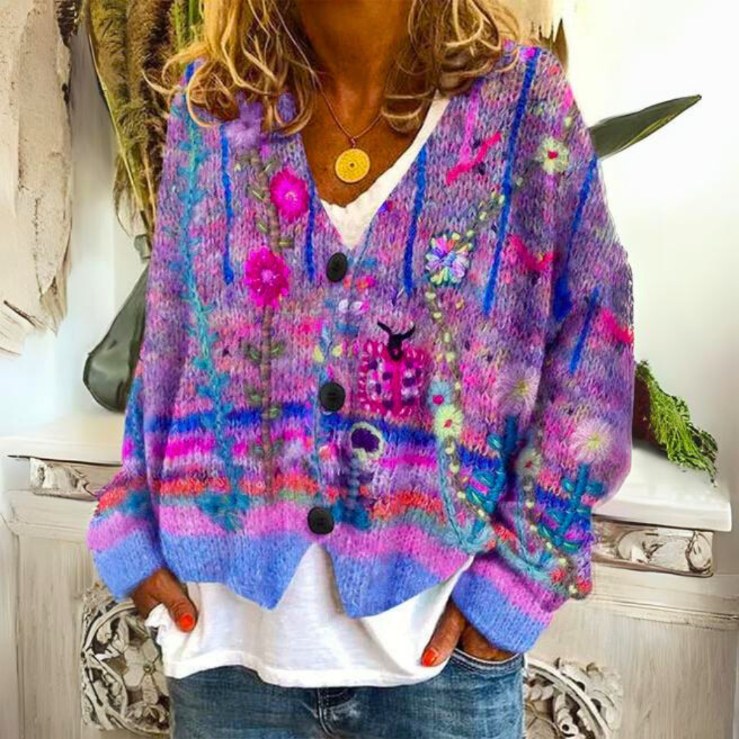 Gail | Warm Stylish Cardigan - Purple