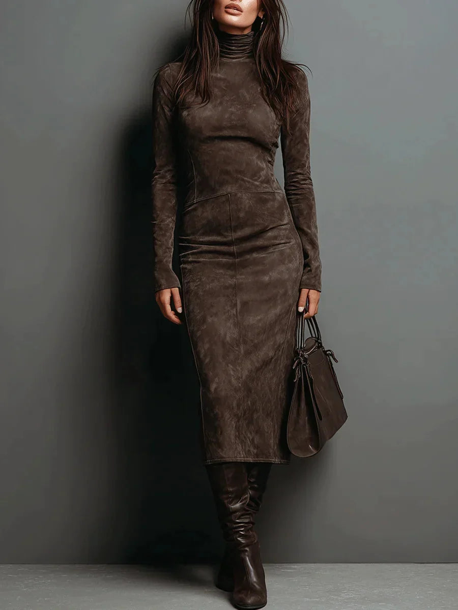 Marianne - Fitted Turtleneck Midi Dress