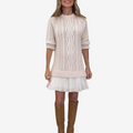 Fleur | Women's Cable Knit Sweater Dress with Pleated Hem
