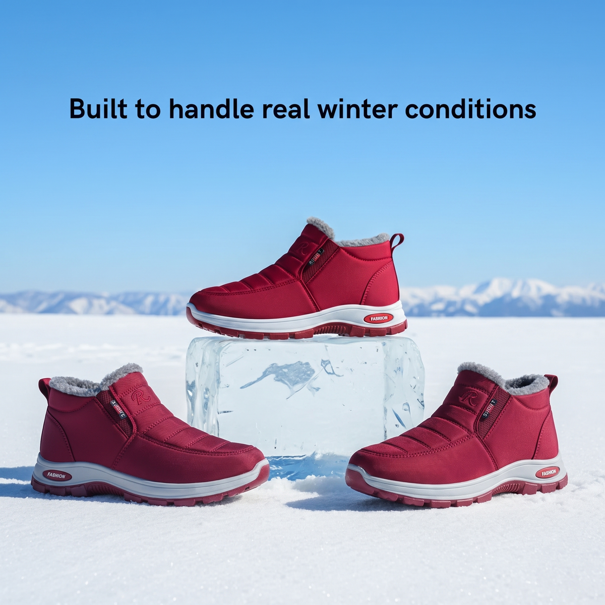 Women’s Quilted Slip-On Dark Red Ankle Boots