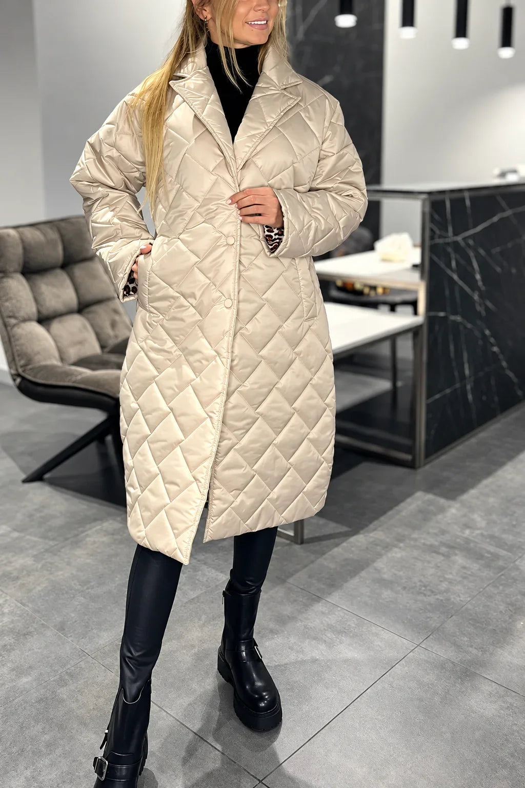 Lynn | Quilted Leopard-Lined Coat