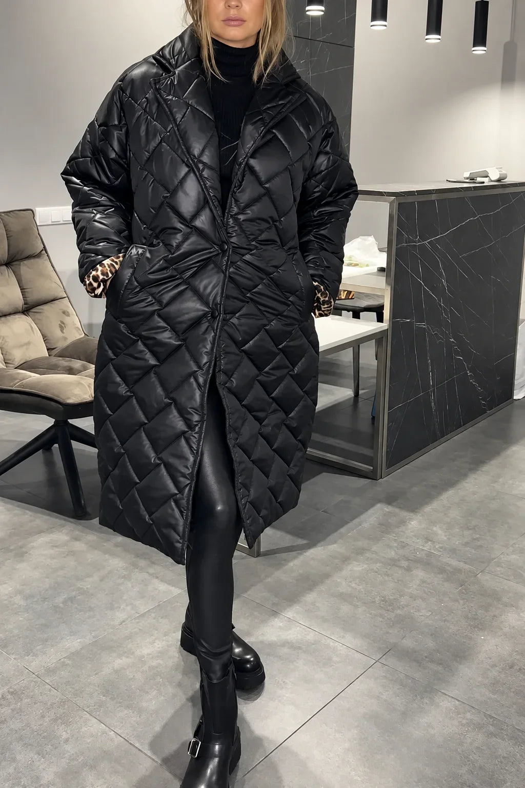 Lynn | Quilted Leopard-Lined Coat