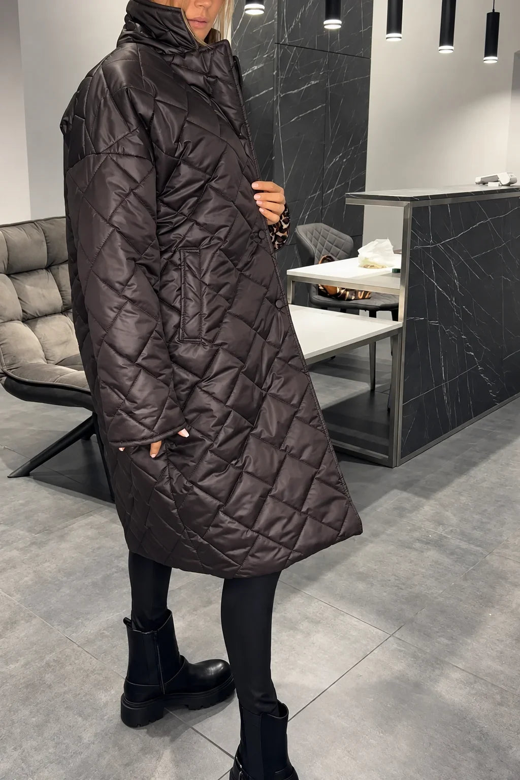 Lynn | Quilted Leopard-Lined Coat