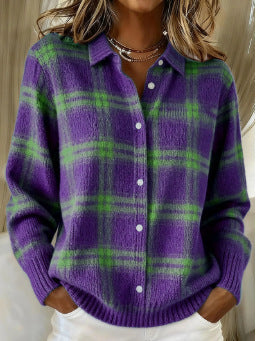Kendra | Women's Plaid Button-Up Long Sleeve Shirt