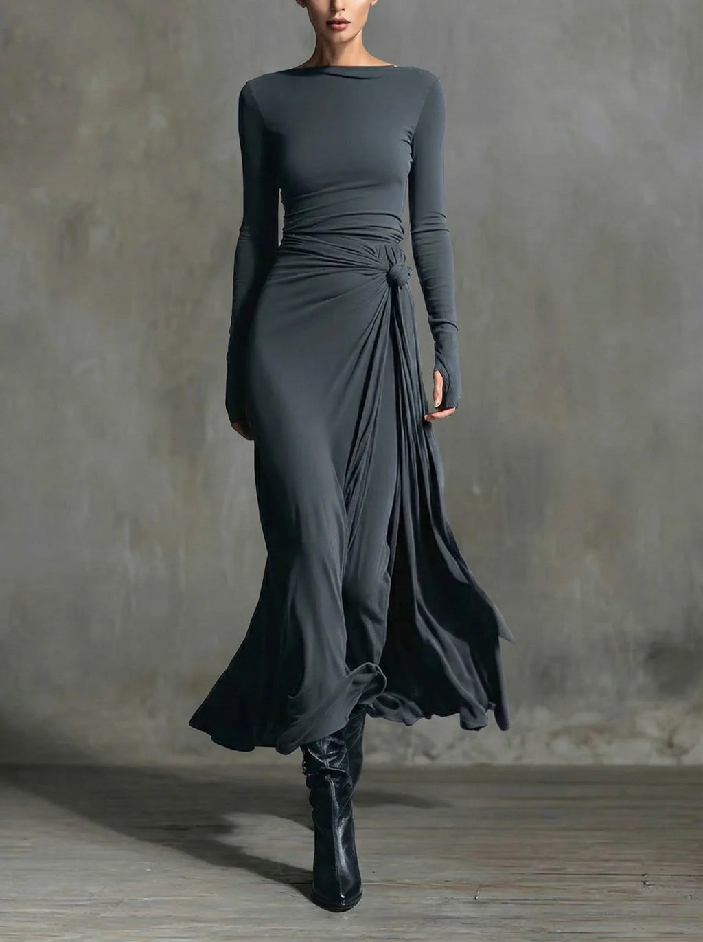 Naomie - Knot-Waist Maxi Dress