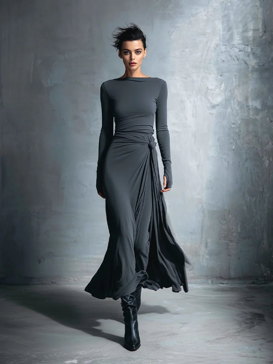 Naomie - Knot-Waist Maxi Dress
