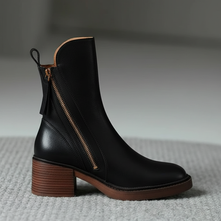 Nicole | Square Heel Leather Boots