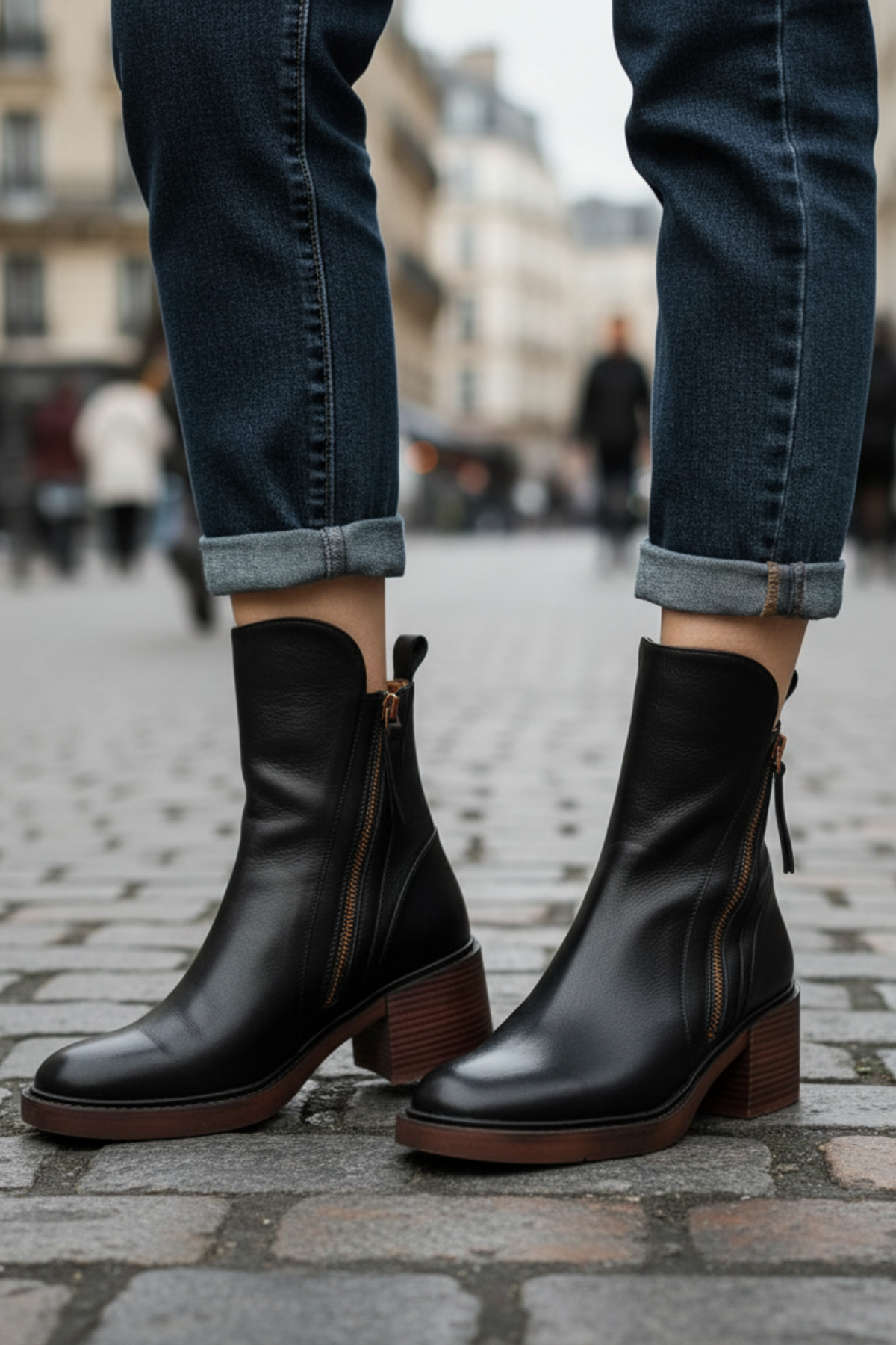 Nicole | Square Heel Leather Boots