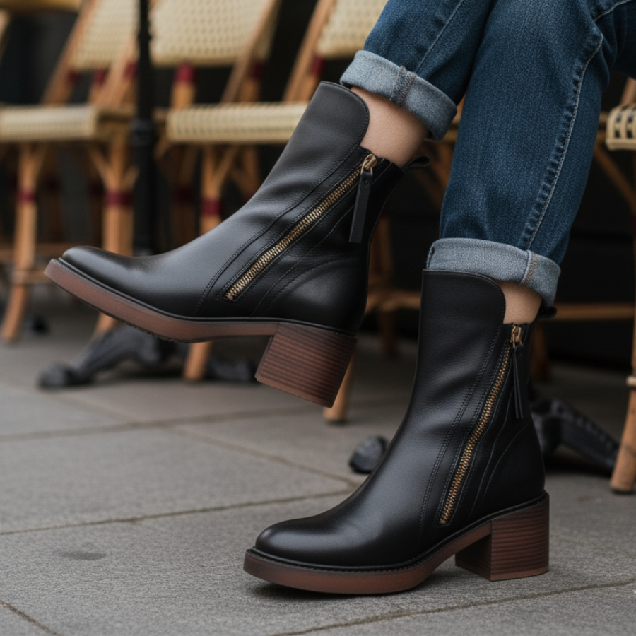 Nicole | Square Heel Leather Boots