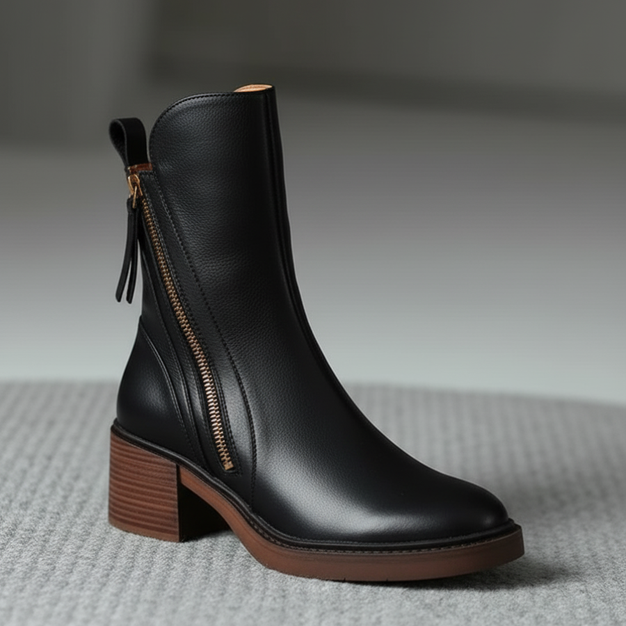 Nicole | Square Heel Leather Boots