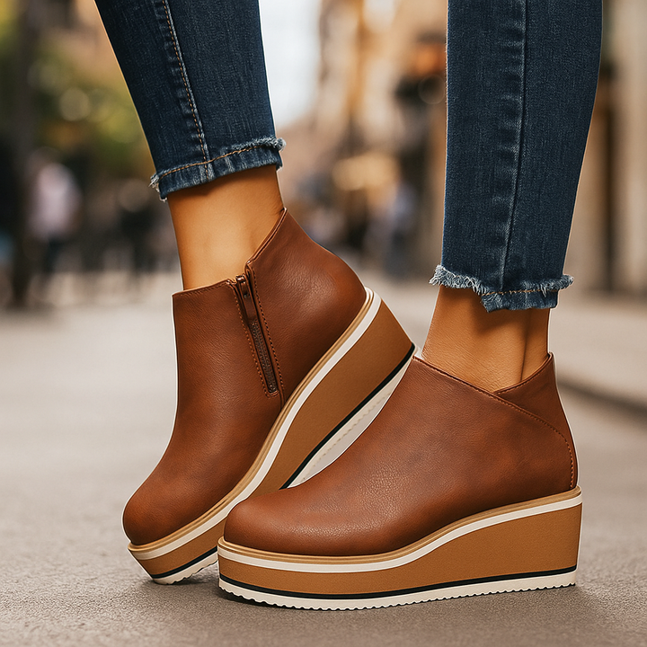 Gail | Side-Zip Wedge Ankle Boots