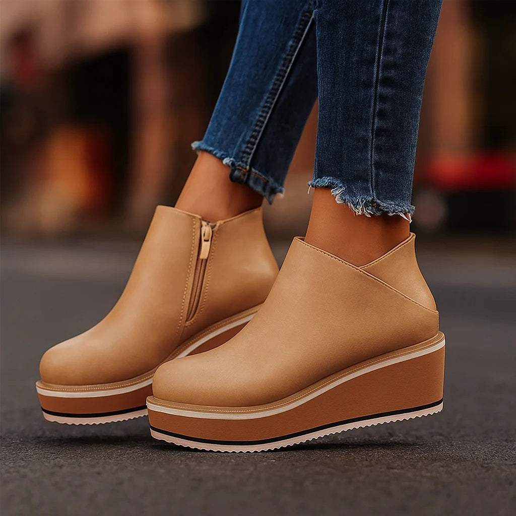 Gail | Side-Zip Wedge Ankle Boots