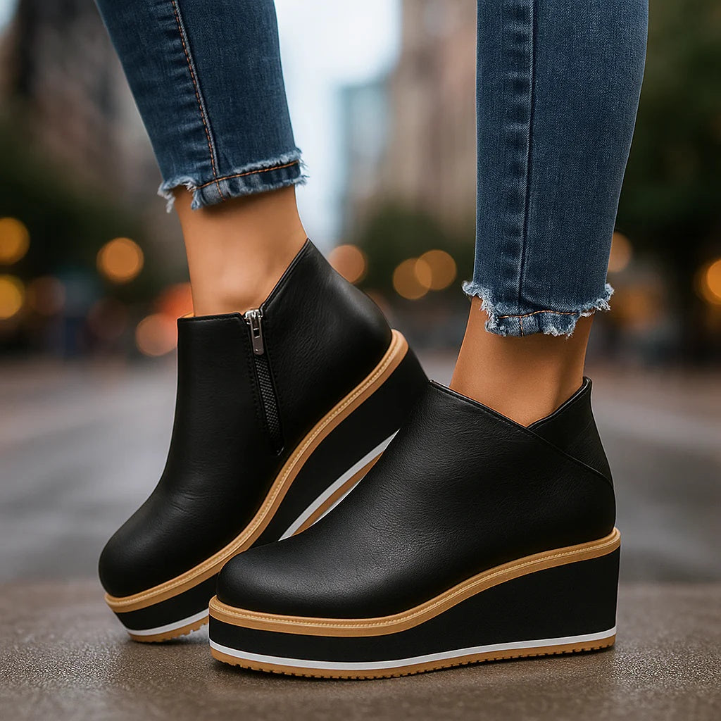 Gail | Side-Zip Wedge Ankle Boots