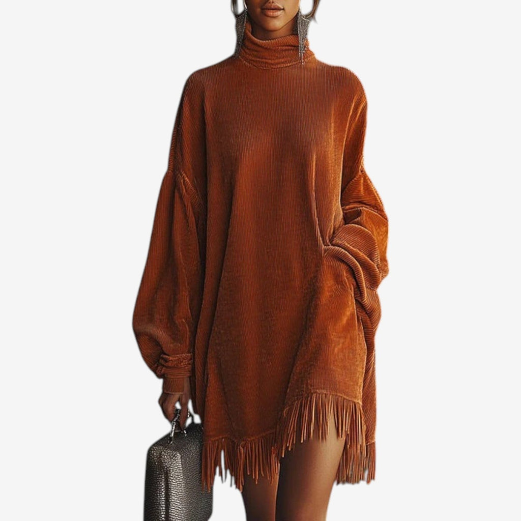 Inge | Women's Knit Sweater Dress with Fringe