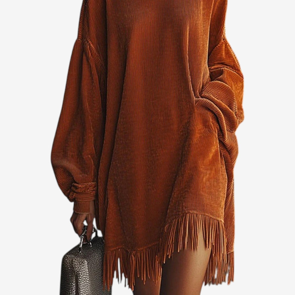Inge | Women's Knit Sweater Dress with Fringe