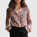 Miette | Women's Leopard Print Collared Long Sleeve Blouse