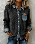 Minerva | Women's Cable Knit Collared Long Sleeve Shirt