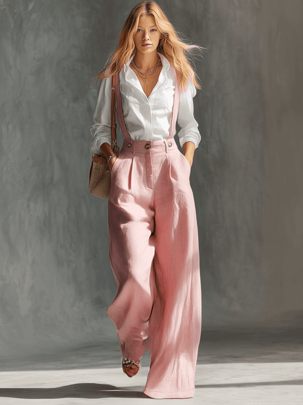 Odette | Women's High Waist Suspender Wide Leg Pants