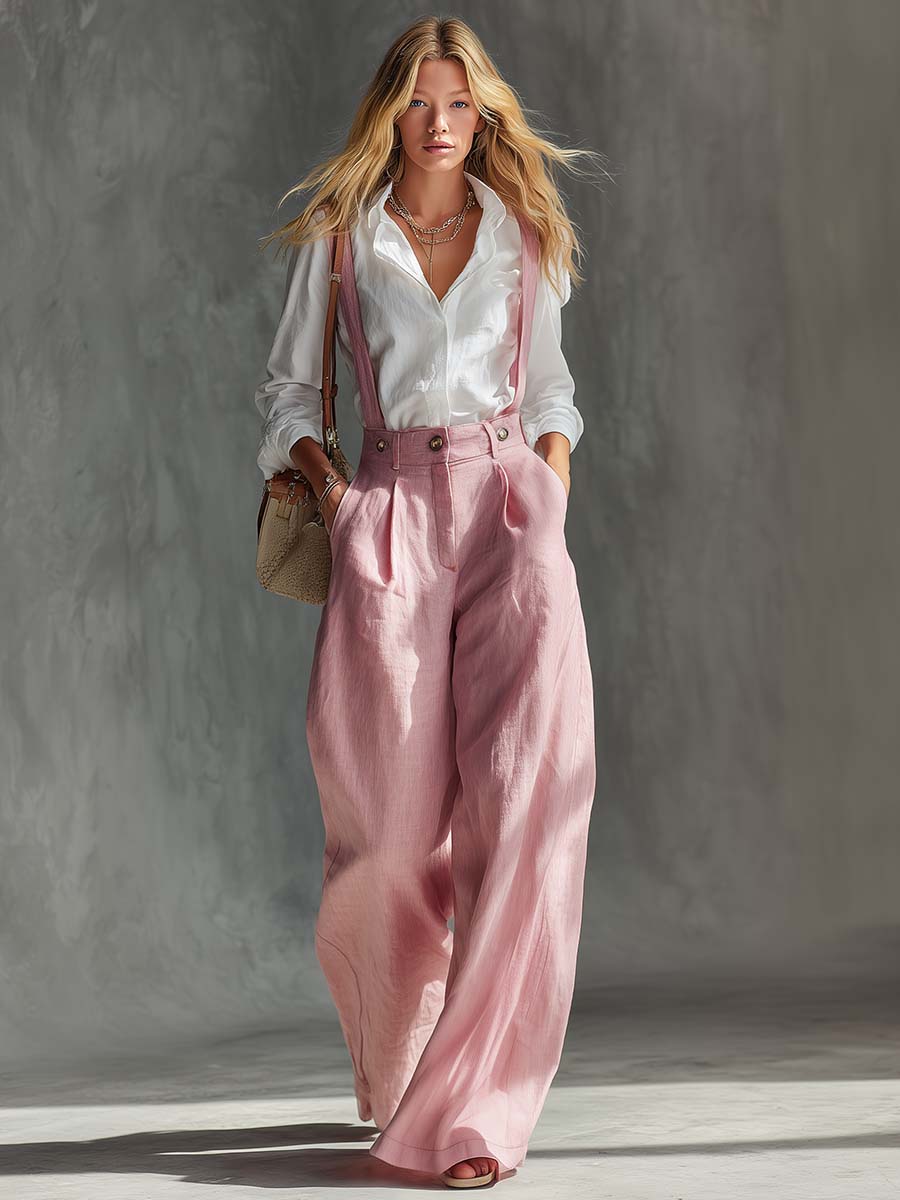 Odette | Women's High Waist Suspender Wide Leg Pants