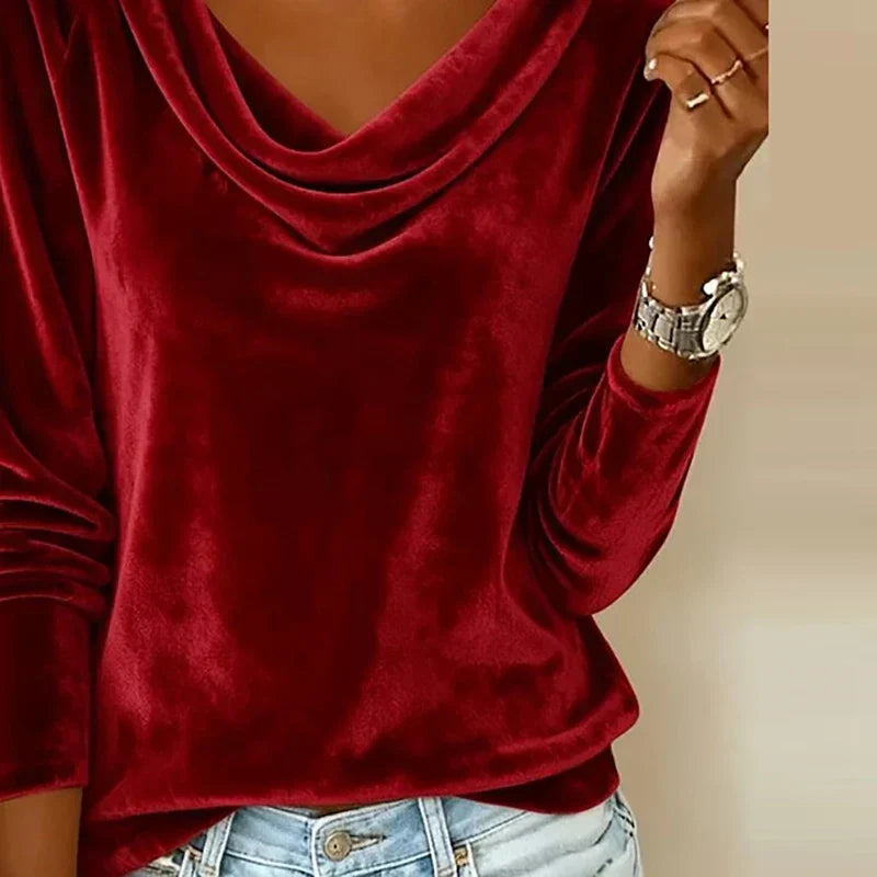 Ophina | Women's Cowl Neck Long Sleeve Top