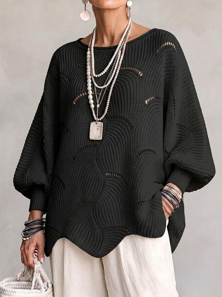 Eve | Women's Open-Knit Batwing Sleeve Pullover Sweater