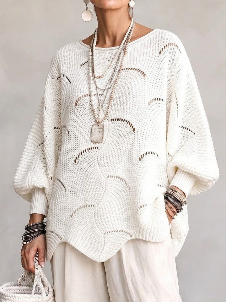 Eve | Women's Open-Knit Batwing Sleeve Pullover Sweater