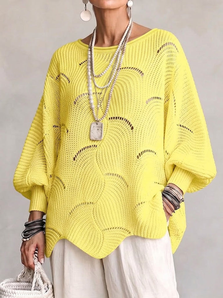 Eve | Women's Open-Knit Batwing Sleeve Pullover Sweater