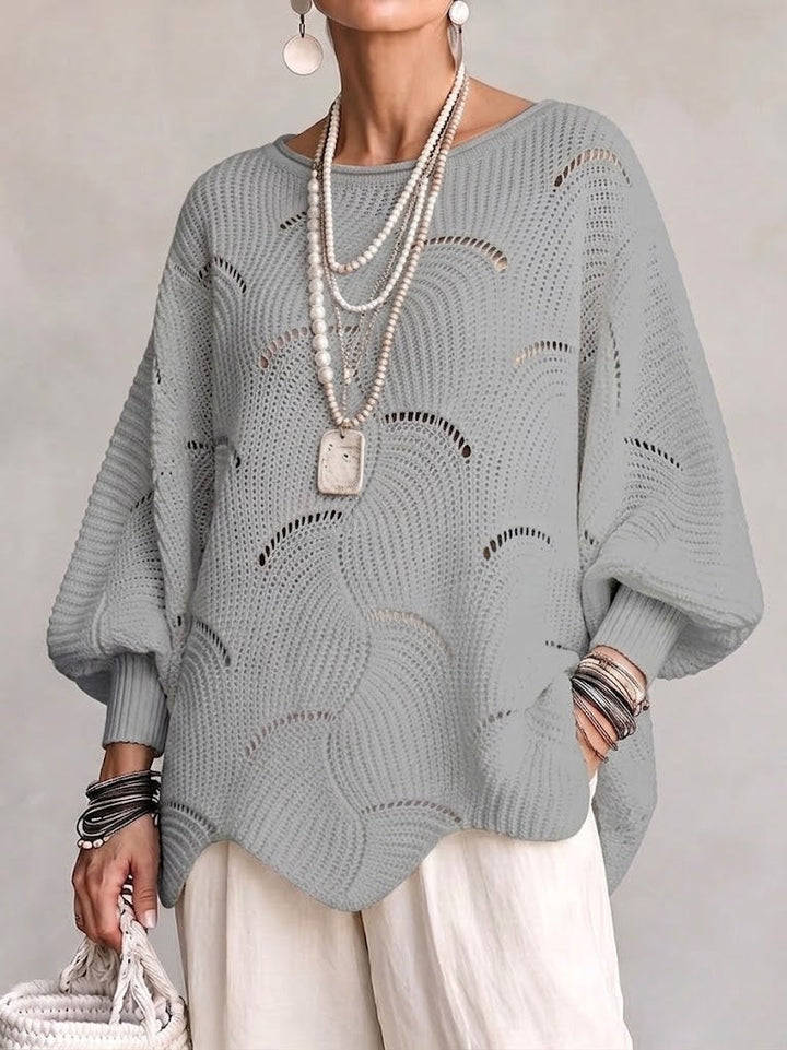 Eve | Women's Open-Knit Batwing Sleeve Pullover Sweater