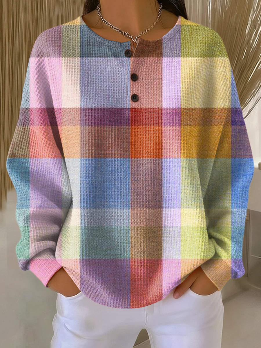 Paloma | Women's Multicolour Henley Long Sleeve Top