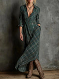 Miriam - Plaid Maxi Shirt Dress