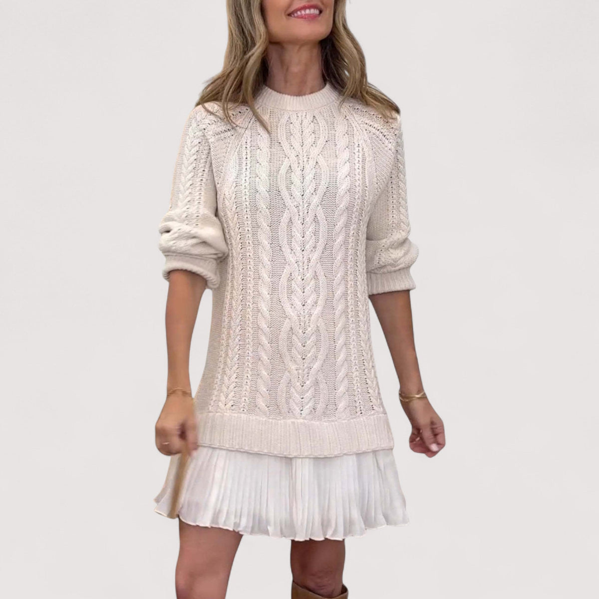 Primrose | Women's Mock Neck Cable Sweater Dress