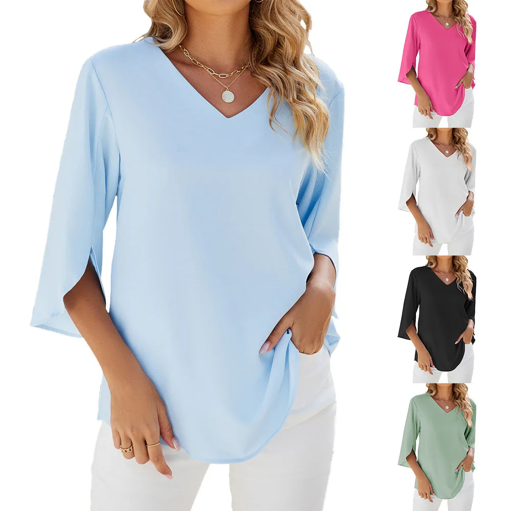Rosalind | Women's V-Neck 3/4 Sleeve Blouse