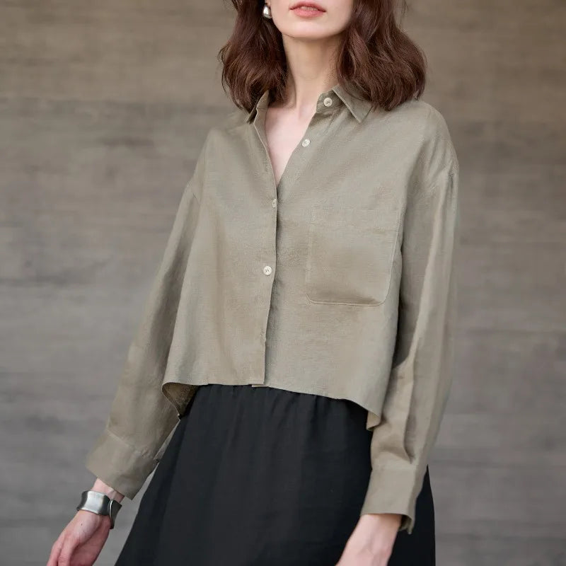 Rosamund | Women's Cropped Oversized Button-Down Shirt