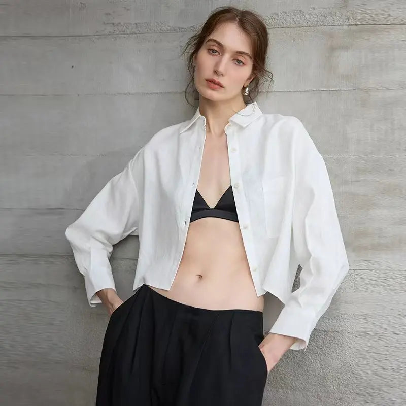 Rosamund | Women's Cropped Oversized Button-Down Shirt