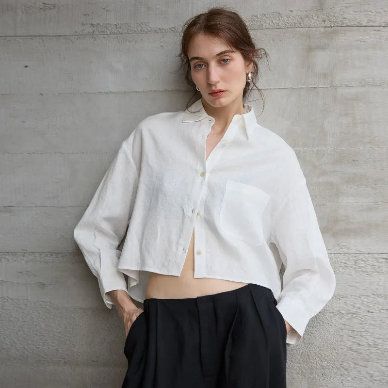 Rosamund | Women's Cropped Oversized Button-Down Shirt