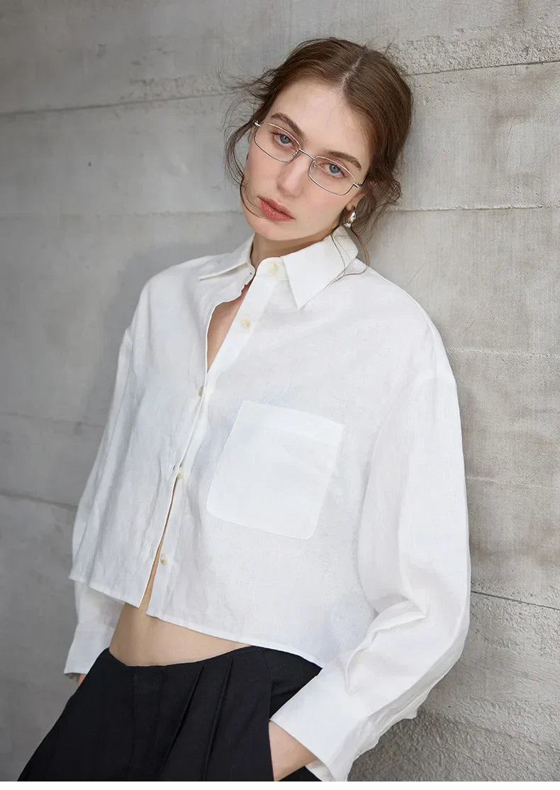 Rosamund | Women's Cropped Oversized Button-Down Shirt