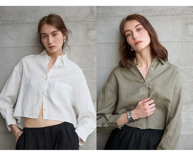 Rosamund | Women's Cropped Oversized Button-Down Shirt