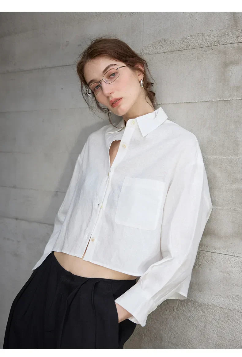 Rosamund | Women's Cropped Oversized Button-Down Shirt