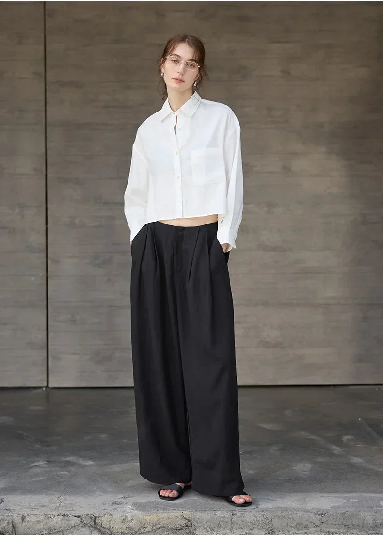 Rosamund | Women's Cropped Oversized Button-Down Shirt
