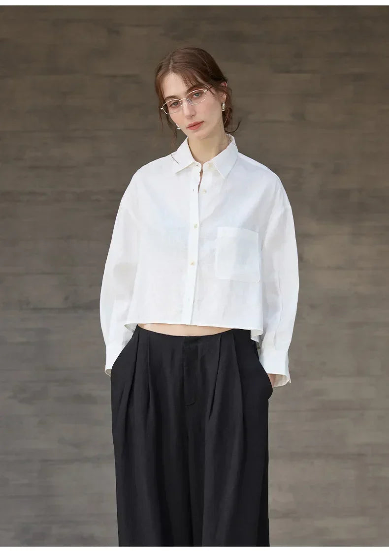 Rosamund | Women's Cropped Oversized Button-Down Shirt