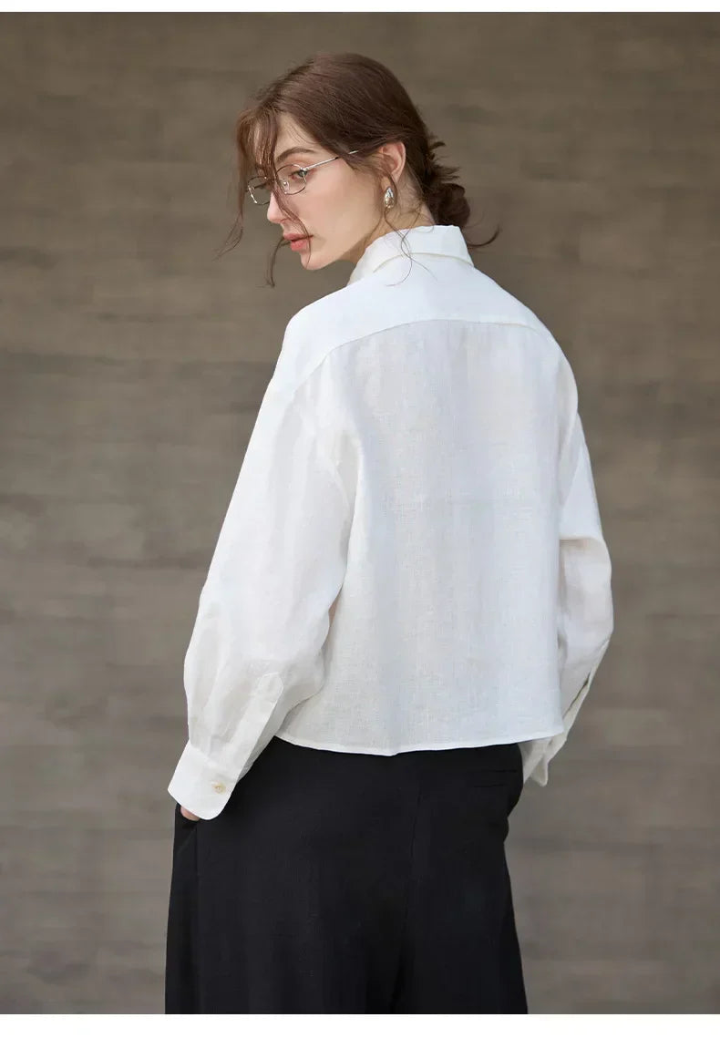 Rosamund | Women's Cropped Oversized Button-Down Shirt