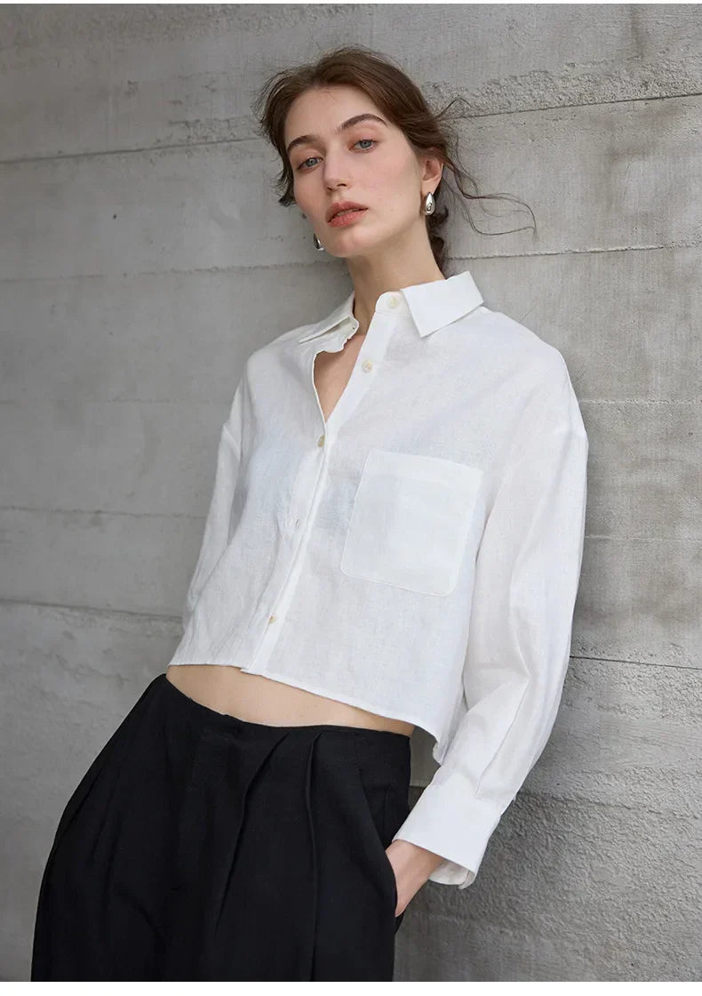 Rosamund | Women's Cropped Oversized Button-Down Shirt