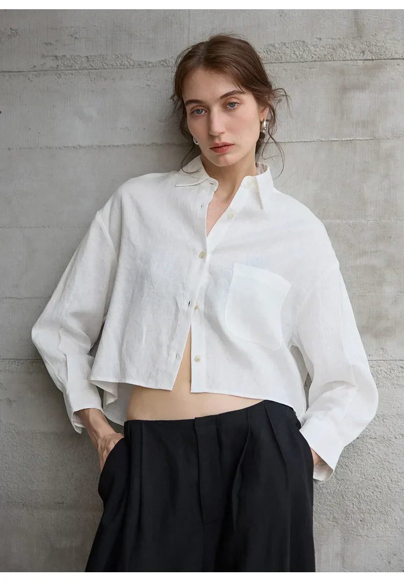 Rosamund | Women's Cropped Oversized Button-Down Shirt