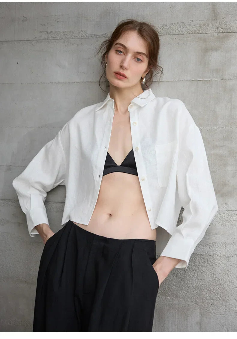 Rosamund | Women's Cropped Oversized Button-Down Shirt