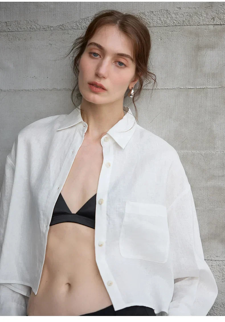 Rosamund | Women's Cropped Oversized Button-Down Shirt