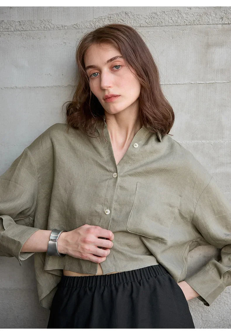Rosamund | Women's Cropped Oversized Button-Down Shirt