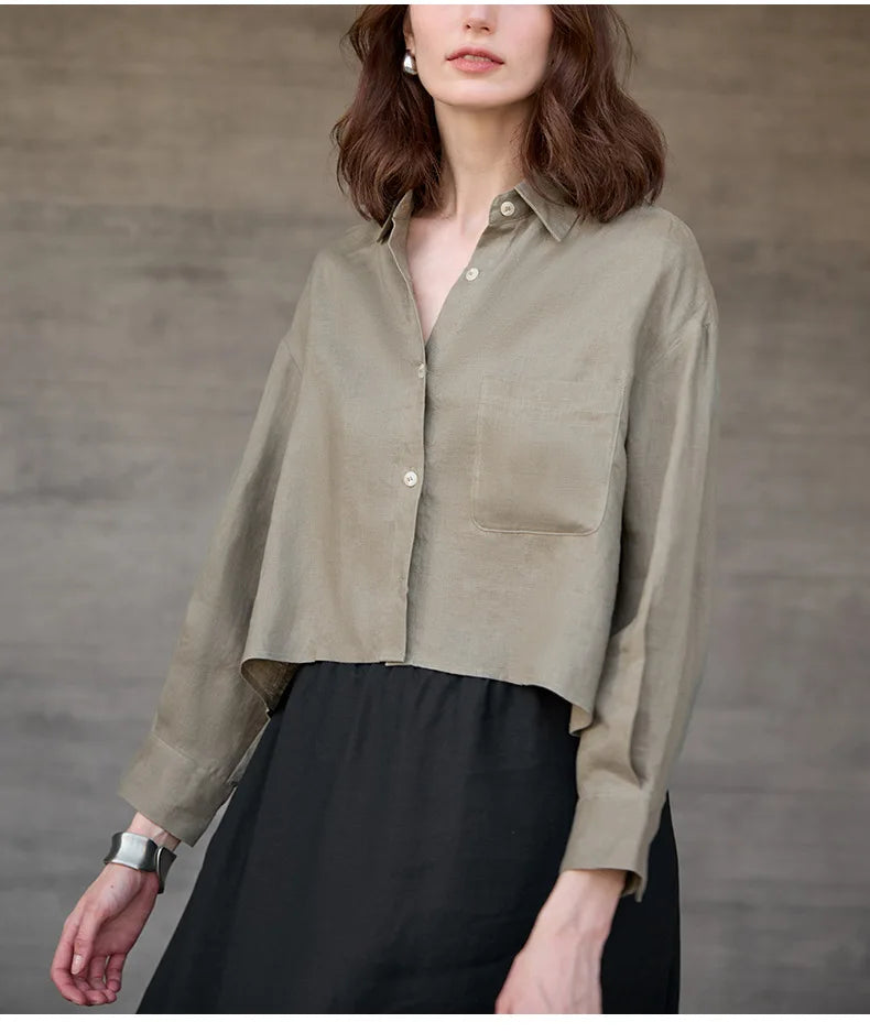 Rosamund | Women's Cropped Oversized Button-Down Shirt