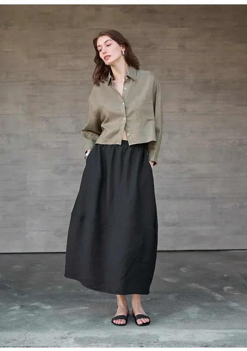 Rosamund | Women's Cropped Oversized Button-Down Shirt