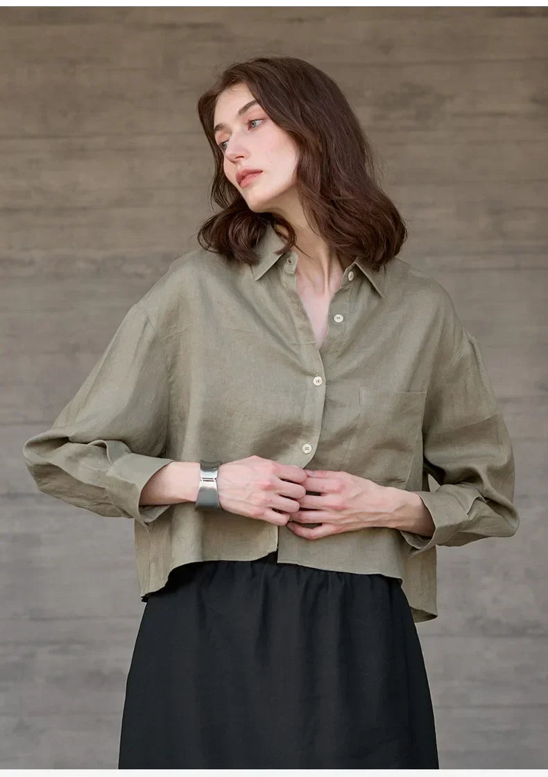 Rosamund | Women's Cropped Oversized Button-Down Shirt